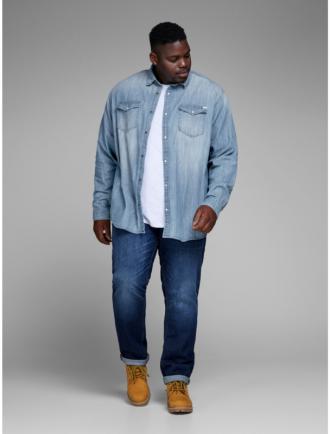 Μακρυμάνικο σταθερό denim πουκάμισο