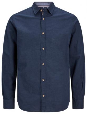 Μακρυμάνικο μονόχρωμο λινό πουκάμισο