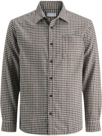 Μακρυμάνικο καρό φανελένιο πουκάμισο James Mini Check Shirt της Jack %26 Jones. Κατασκευασμένο από εξαιρετικής ποιότητας σύμμικτο twill ύφασμα.Παίξε με τους χρωματικούς συνδυασμούς εναλλάσσοντας τα παντελόνια που έχεις στην γκαρνταρόμπα σου,ανάλογα την περίσταση αλλά και το κύρος που θέλεις να προσδώσεις στην εκάστοτε εμφάνιση σου.Ταίριαξε το με το αγαπημένο σου τζιν η καπαρτινέ πεντάτσεπο παντελόνι,φορώντας το ριχτό και έξω από το παντελόνι σου για ένα άνετο και ξεχωριστό καθημερινό ντύσιμο.