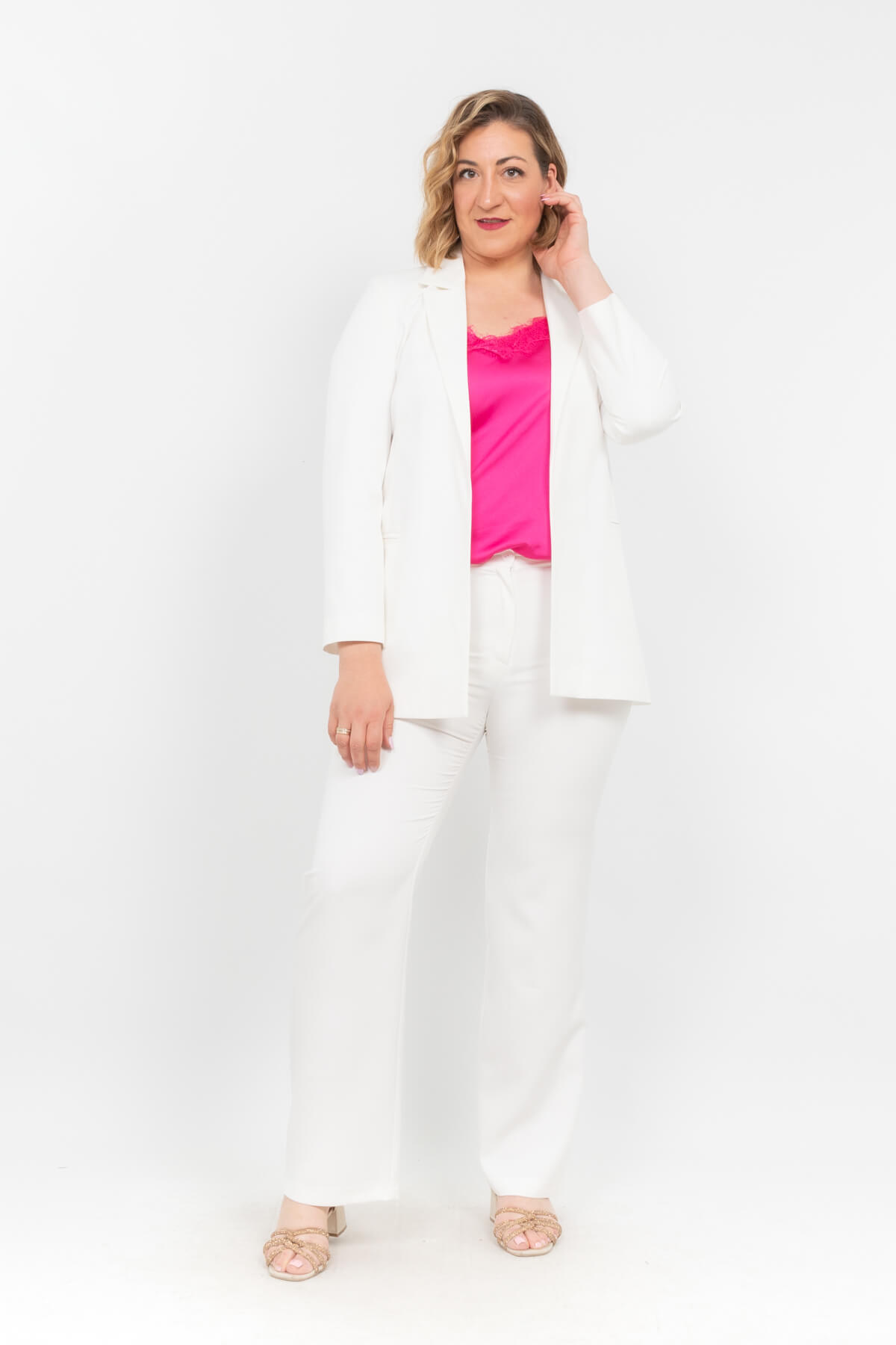 ΣΑΚΑΚΙ PLUS SIZE BLAZER ΛΕΥΚΟ ΛΕΥΚΟ