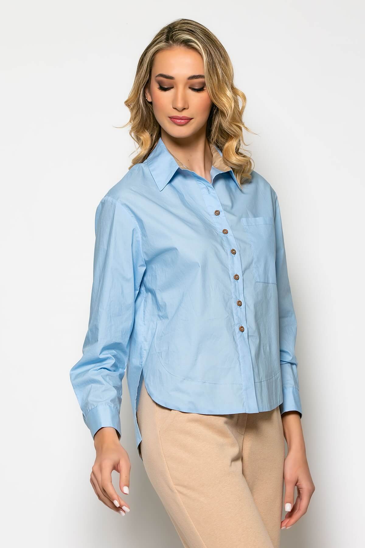 ΠΟΥΚΑΜΙΣΑ PLUS SIZE ΠΟΠΛΙΝΑ ΣΙΕΛ ΣΙΕΛ