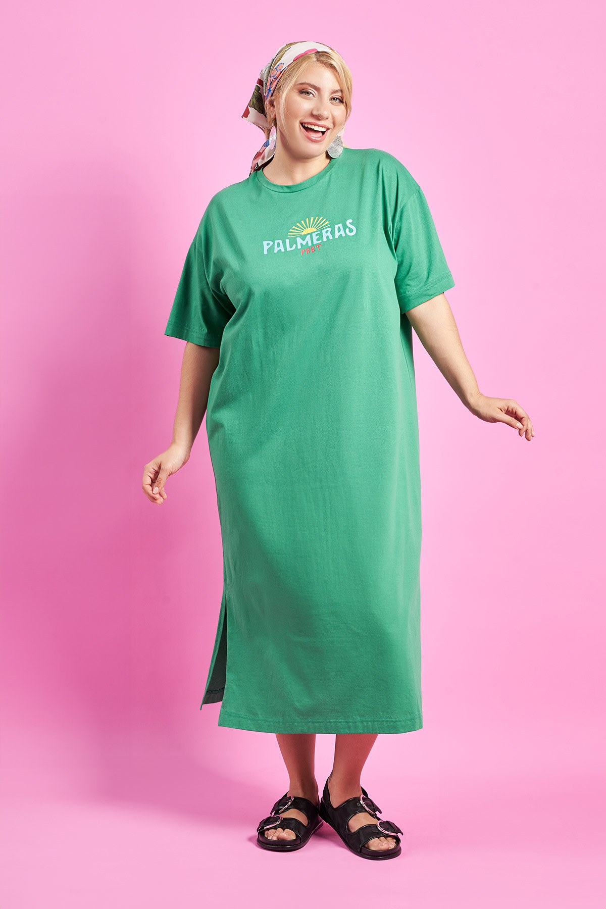 Μακρύ φόρεμα T-shirt βαμβακερό με logo 