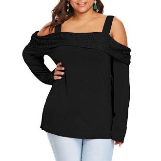 One Word Collar Off Shoulder Long Sleeve Blouse