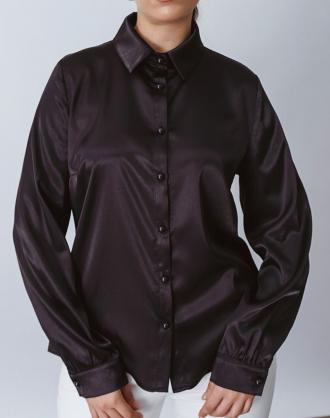 Γυναικείο πουκάμισο με σατέν όψη, μακρύ μανίκι με μανσέτα και κουμπί. (Σύνθεση: 100% Πολυεστέρας)