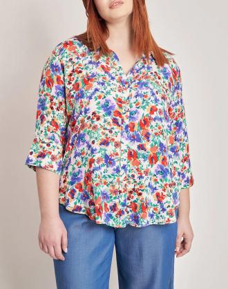Γυναικείο πουκάμισο, με μανίκια 3/4, floral μοτίβο, κλασσικό γιακά και κλείσιμο κουμπιά μπροστά. Με κλος τελείωμα. (Σύνθεση: 100% Βισκόζη)