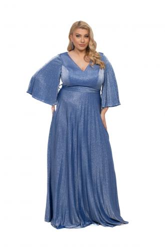 ΦΟΡΕΜΑ PLUS SIZE GLOSSY ΜΑΚΡΥ ΜΠΛΕ ΡΟΥΑ ΜΠΛΕ ΡΟΥΑ