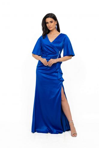 ΦΟΡΕΜΑ PLUS SIZE ΣΑΤΕΝ ΜΑΚΡΥ ΜΠΛΕ ΡΟΥΑ ΜΠΛΕ ΡΟΥΑ