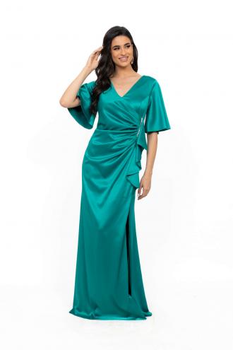 ΦΟΡΕΜΑ PLUS SIZE ΣΑΤΕΝ ΜΑΚΡΥ ΣΜΑΡΑΓΔΙ ΣΜΑΡΑΓΔΙ