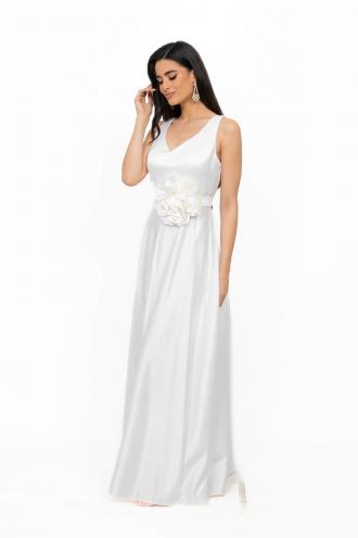 ΦΟΡΕΜΑ PLUS SIZE BRIDAL ΜΕ ΛΟΥΛΟΥΔΙ ΜΠΟΥΤΟΝΙΕΡΑ ΛΕΥΚΟ