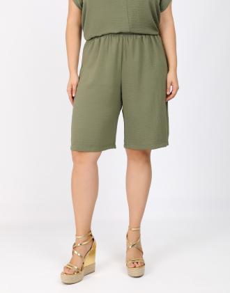 Βερμούδα τύπου λινό με λάστιχο στην μέση. ΣΥΝΘΕΣΗ: 100%POL